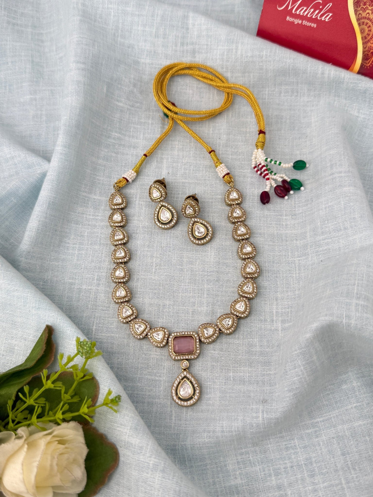 Kundan Designer Necklace Premium Short Set | N0967 - Mahilas