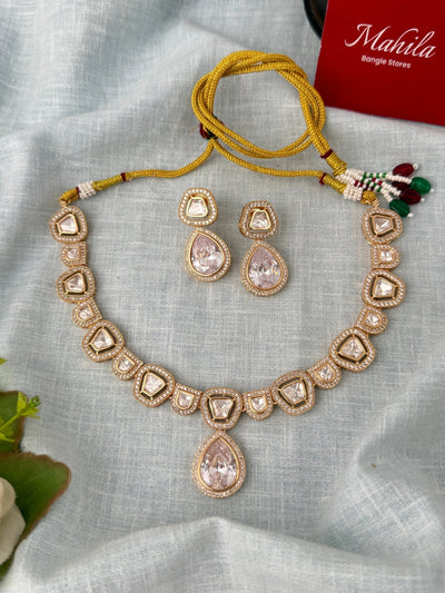 Kundan Designer Necklace Premium Short Set | N1027 - Mahilas