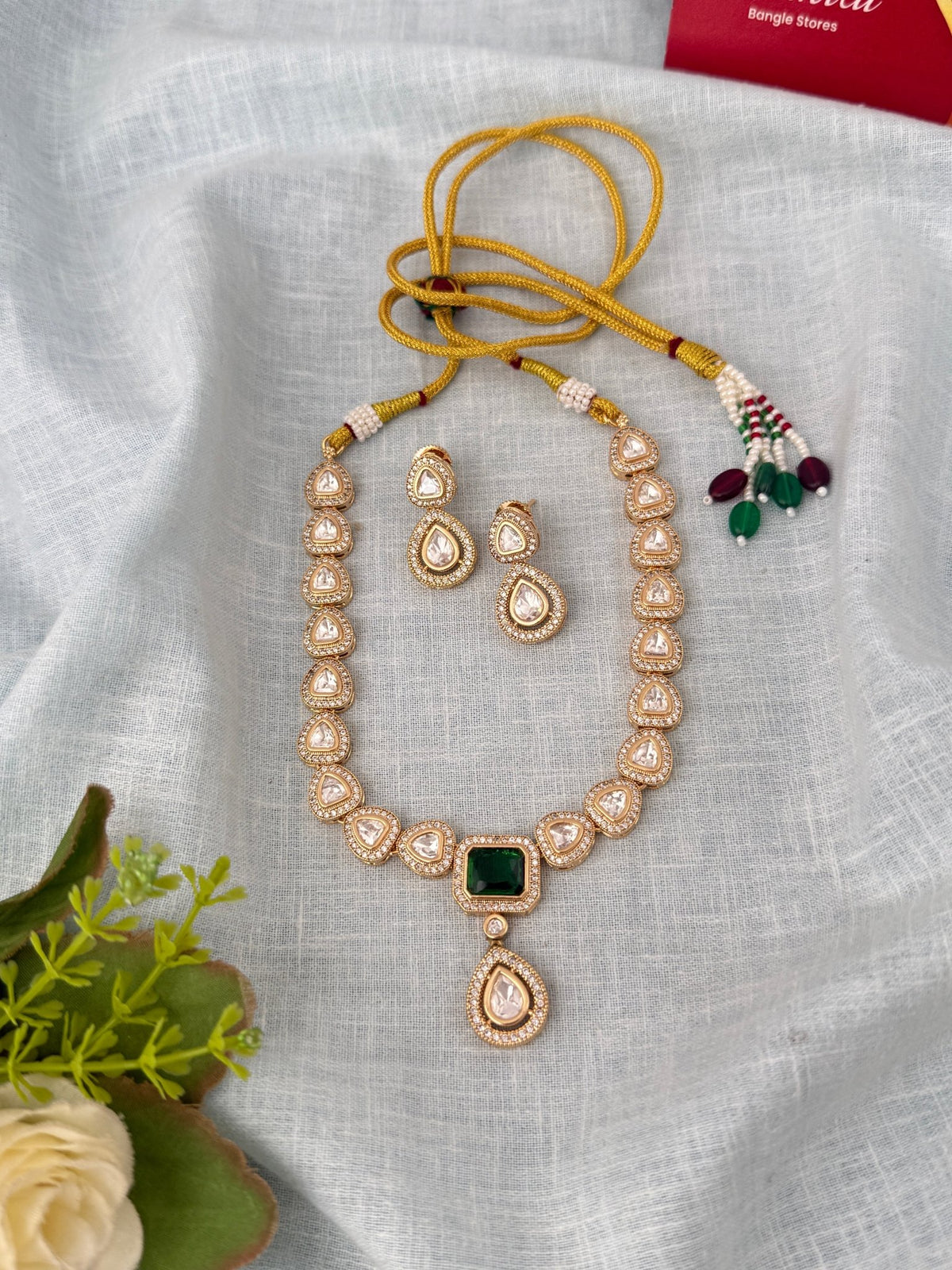 Kundan Designer Necklace Premium Short Set | N1046 - Mahilas