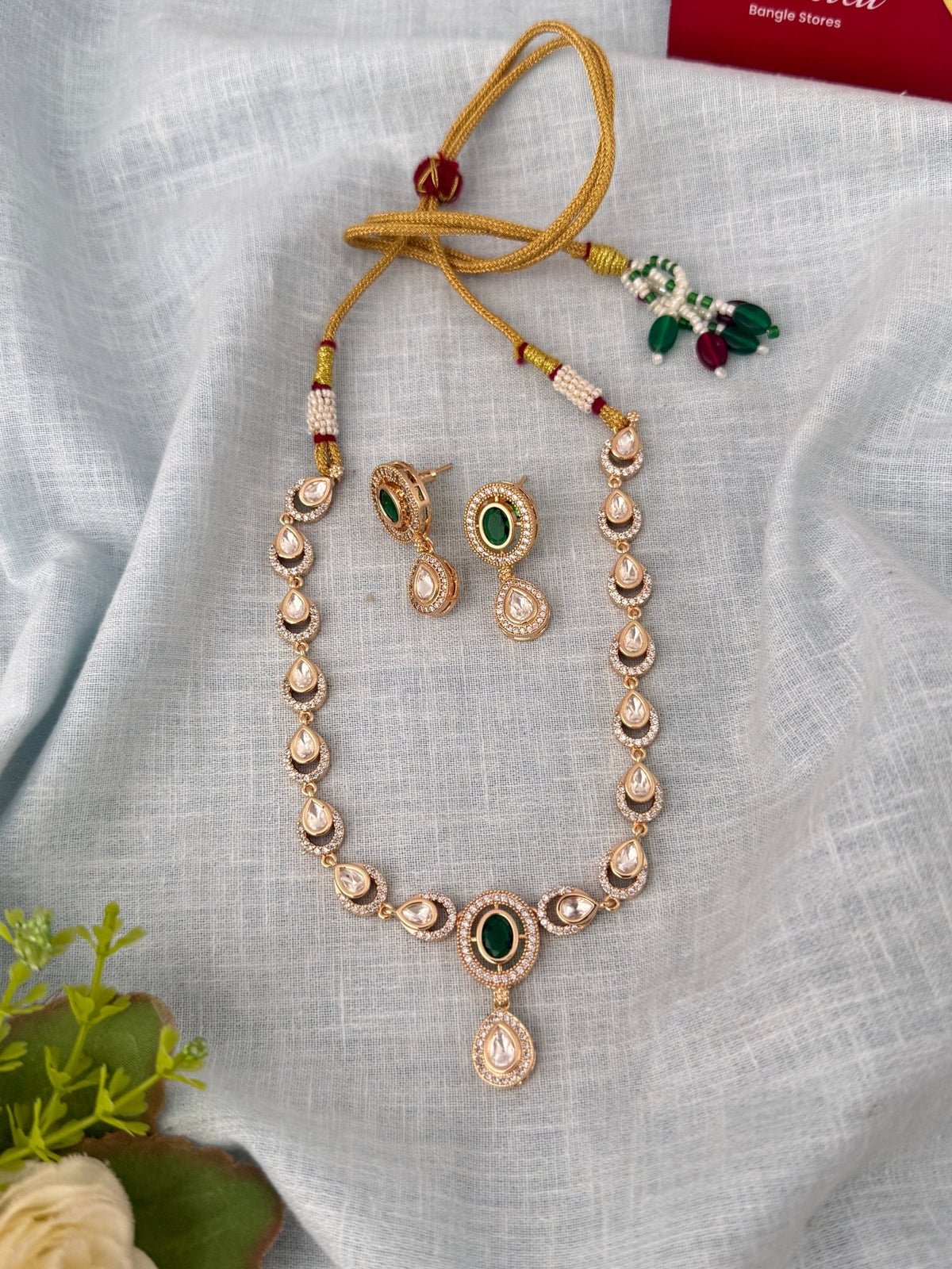 Kundan Designer Necklace Premium Short Set | N1048 - Mahilas