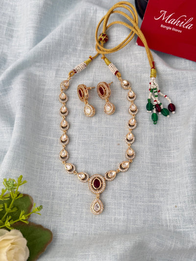 Kundan Designer Necklace Premium Short Set | N1049 - Mahilas