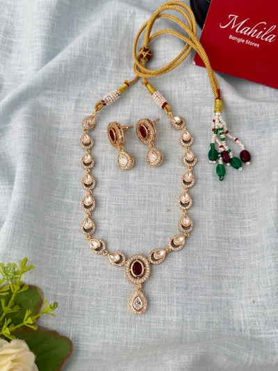 Kundan Designer Necklace Premium Short Set | N1049 - Mahilas