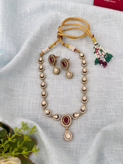 Kundan Designer Necklace Premium Short Set | N1054 - Mahilas