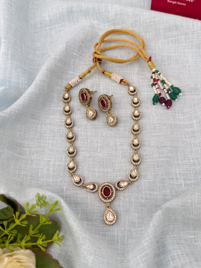 Kundan Designer Necklace Premium Short Set | N1054 - Mahilas