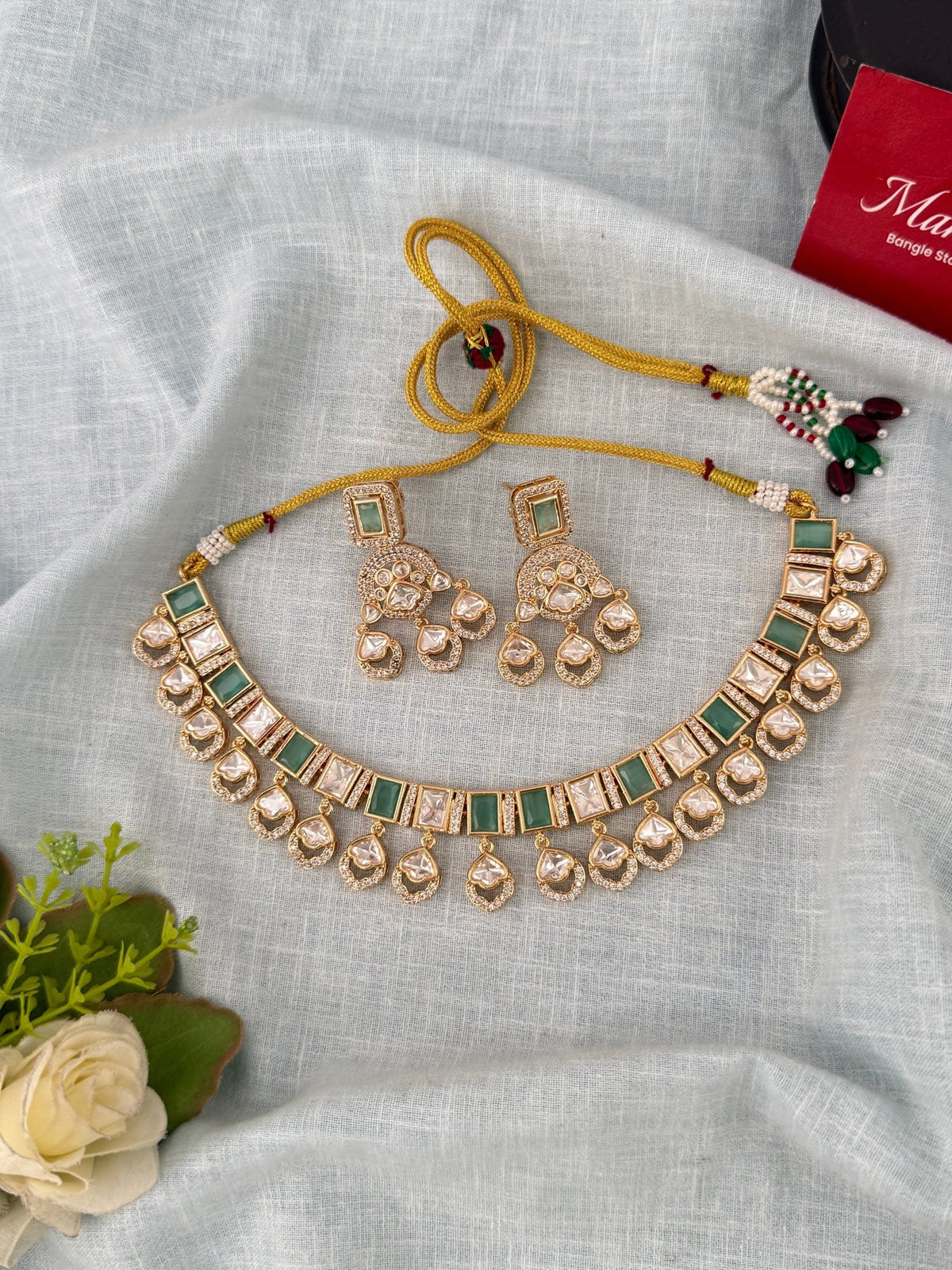 Kundan Designer Necklace Premium Short Set | N1206 - Mahilas
