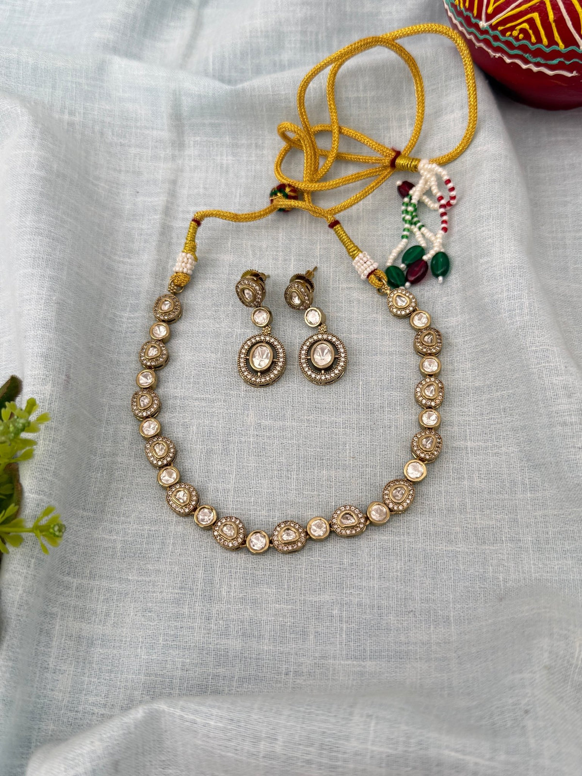 Kundan Designer Necklace Premium Short Set | N1263 - Mahilas