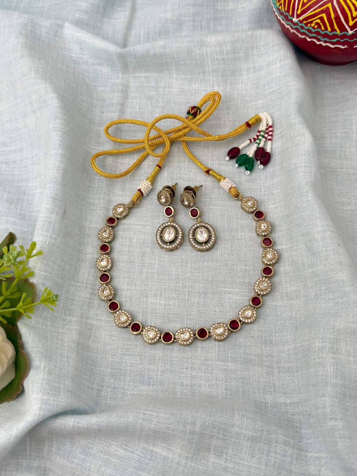 Kundan Designer Necklace Premium Short Set | N1264 - Mahilas