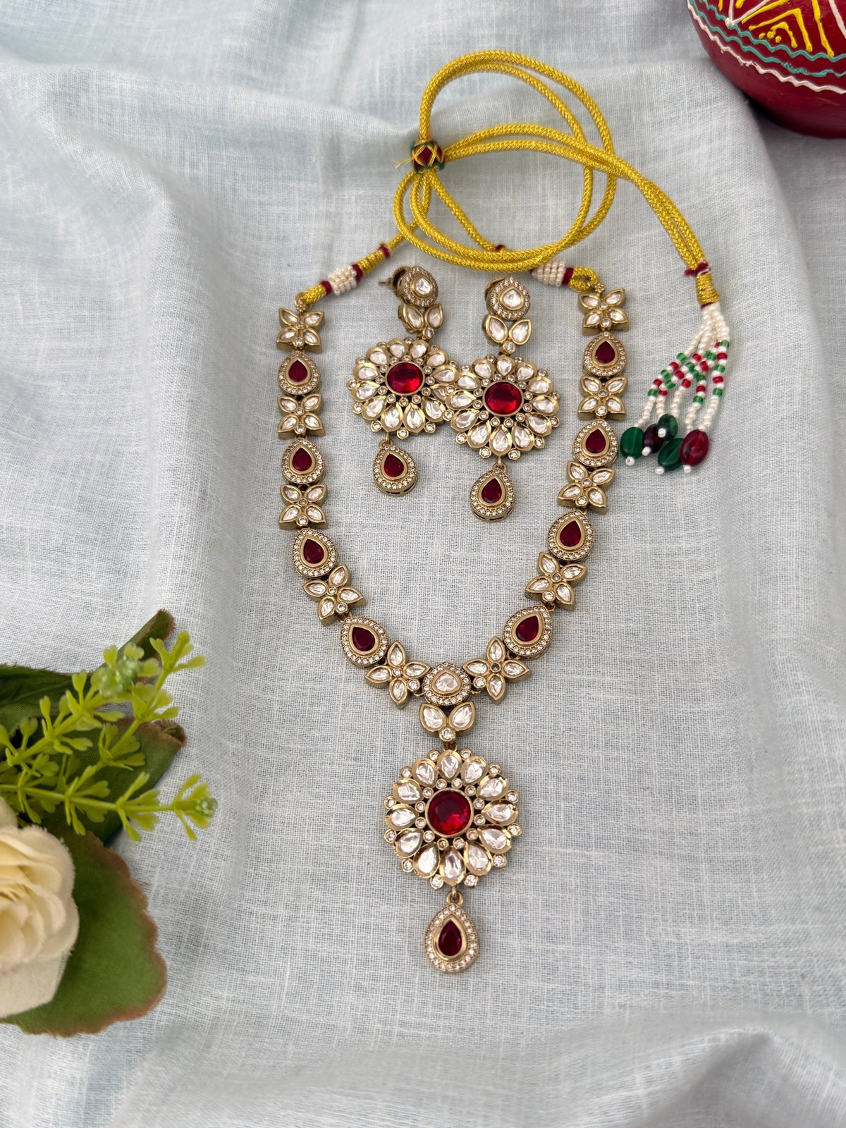 Kundan Designer Necklace Premium Short Set | N1264 - Mahilas