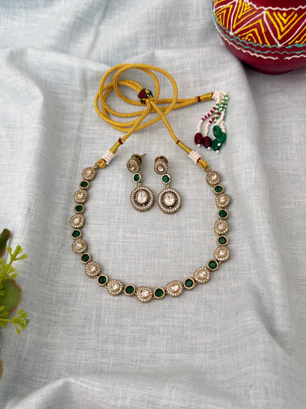 Kundan Designer Necklace Premium Short Set | N1265 - Mahilas