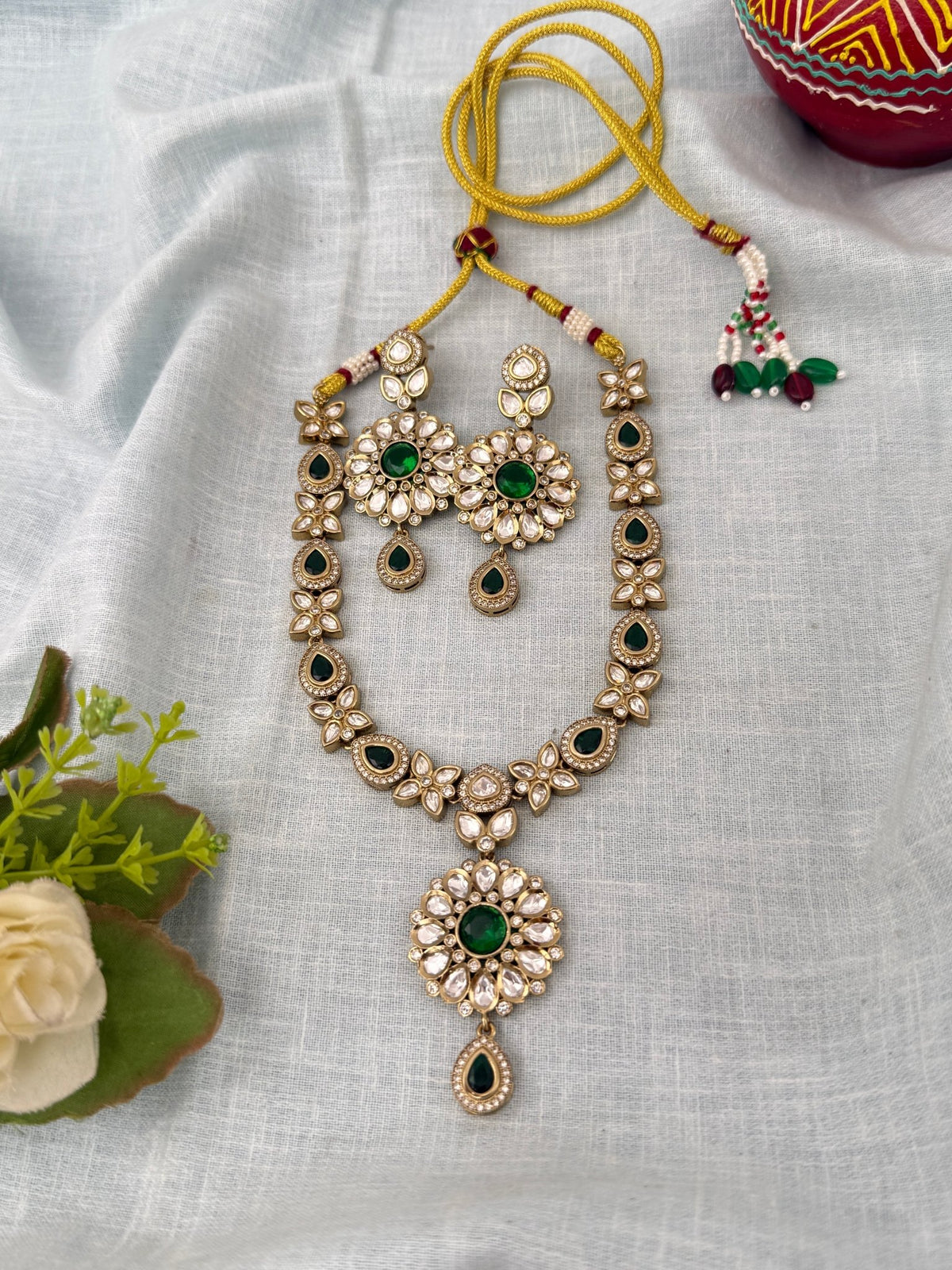 Kundan Designer Necklace Premium Short Set | N1265 - Mahilas
