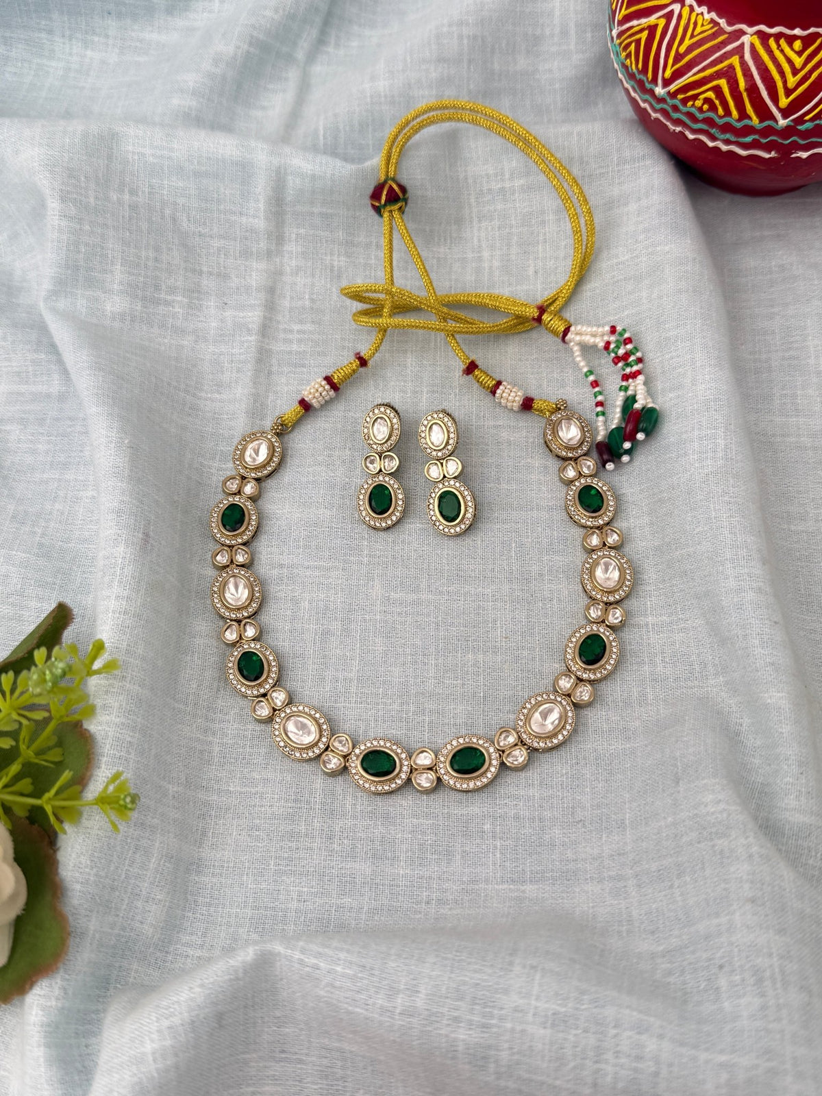 Kundan Designer Necklace Premium Short Set | N1275 - Mahilas