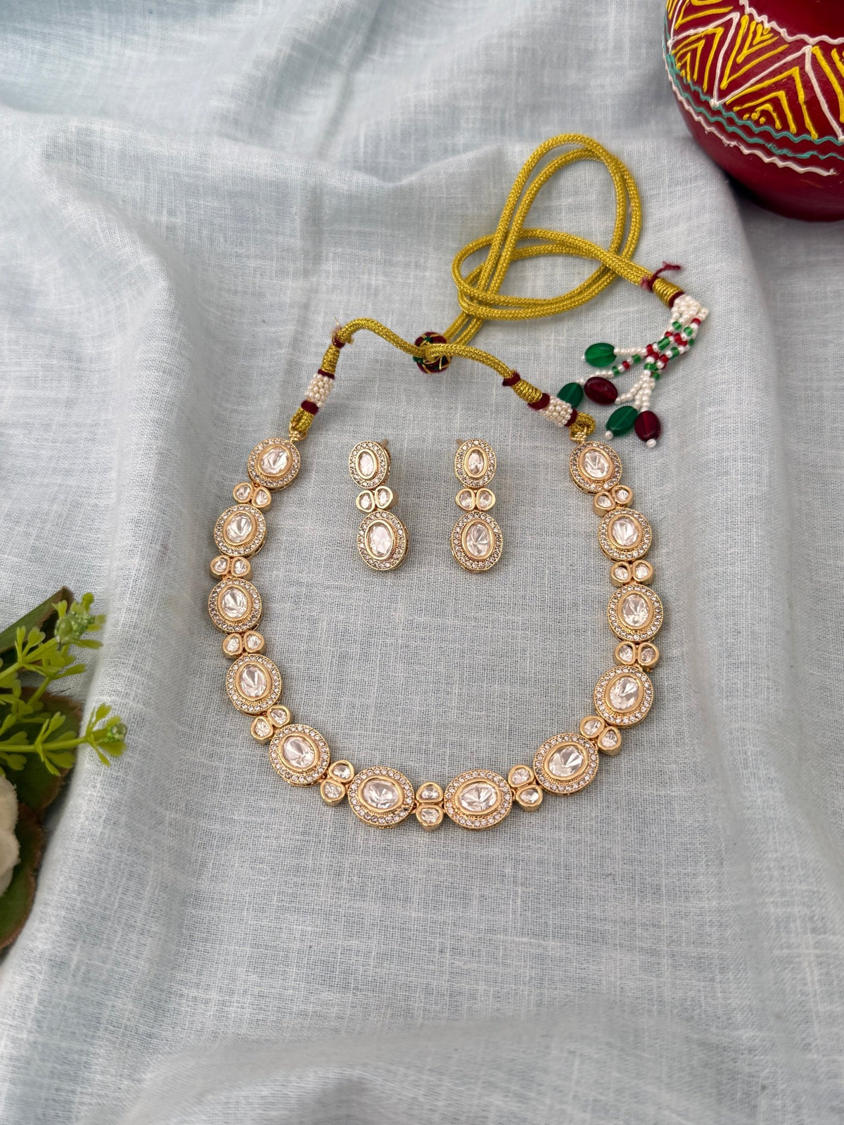 Kundan Designer Necklace Premium Short Set | N1278 - Mahilas