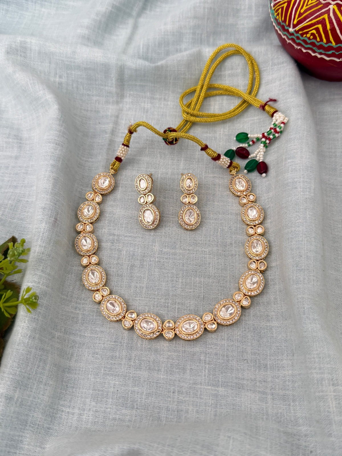 Kundan Designer Necklace Premium Short Set | N1278 - Mahilas