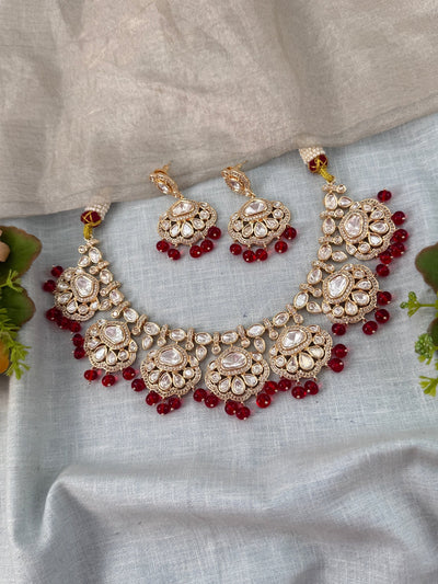 Kundan Flower Style Luxury Short Set | N0487 - Mahilas