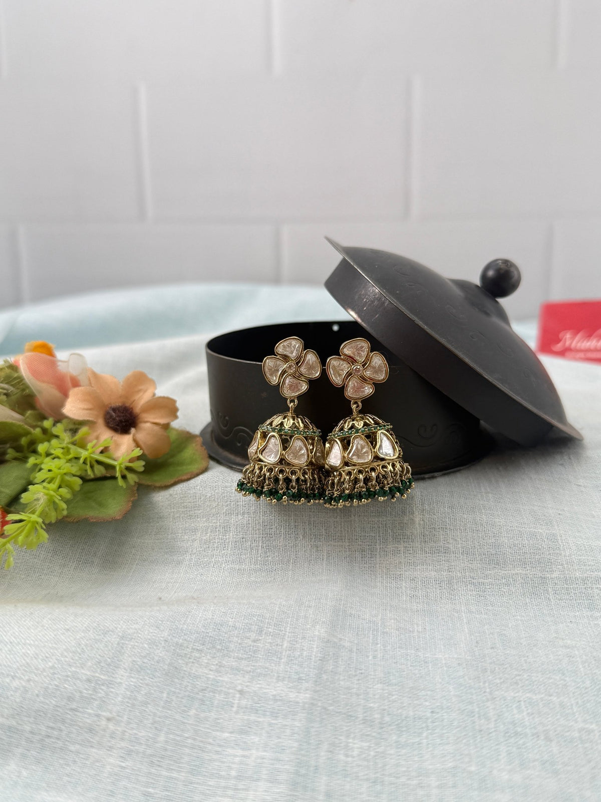 Kundan Jhumka Style Earrings | E0260 - Mahilas