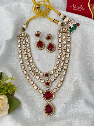 Kundan Layered Necklace Luxurious Long Set | N0977 - Mahilas