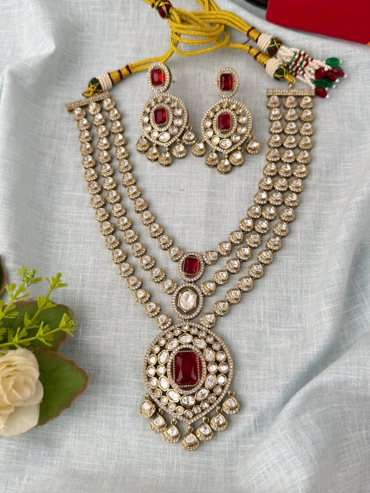 Kundan Layered Necklace Luxurious Long Set | N0984 - Mahilas