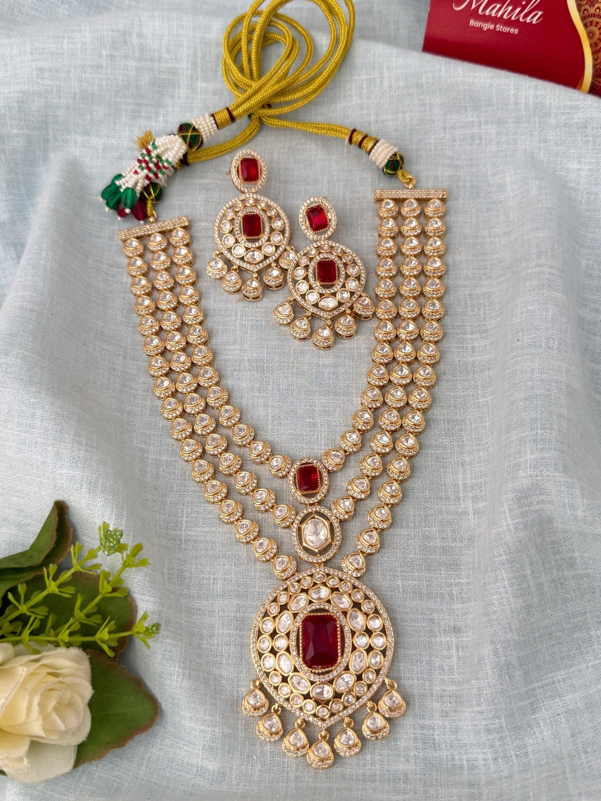Kundan Layered Necklace Luxurious Long Set | N1067 - Mahilas