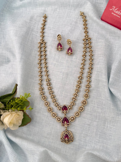 Kundan Layered Necklace Luxurious Long Set | N1202 - Mahilas