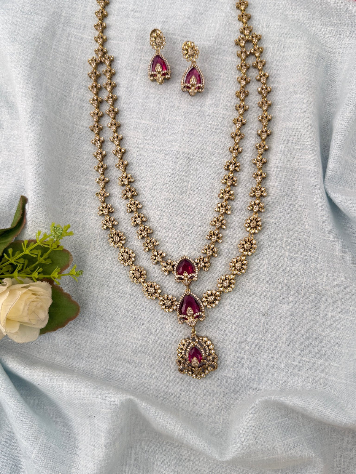 Kundan Layered Necklace Luxurious Long Set | N1202 - Mahilas