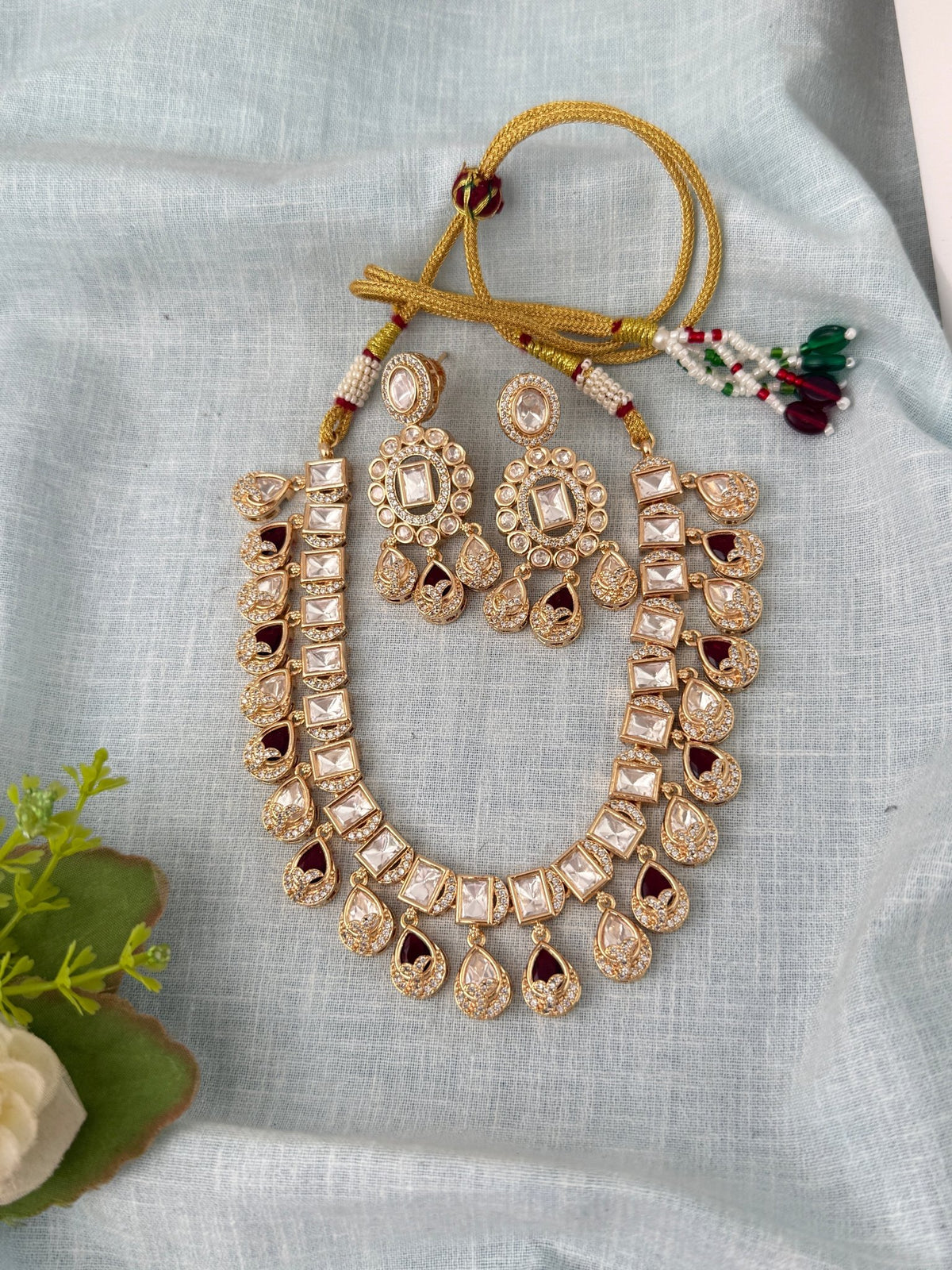 Kundan Layered Necklace Premium Short Set | N0099 - Mahilas