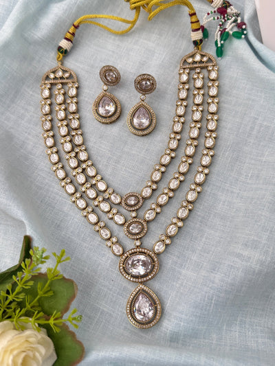Kundan Layered Necklace Premium Short Set | N073 - Mahilas