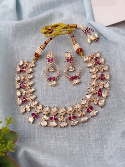 Kundan Layered Necklace Premium Short Set | N0814 - Mahilas