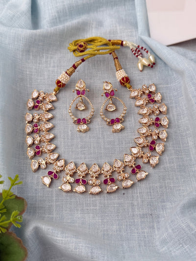 Kundan Layered Necklace Premium Short Set | N0814 - Mahilas