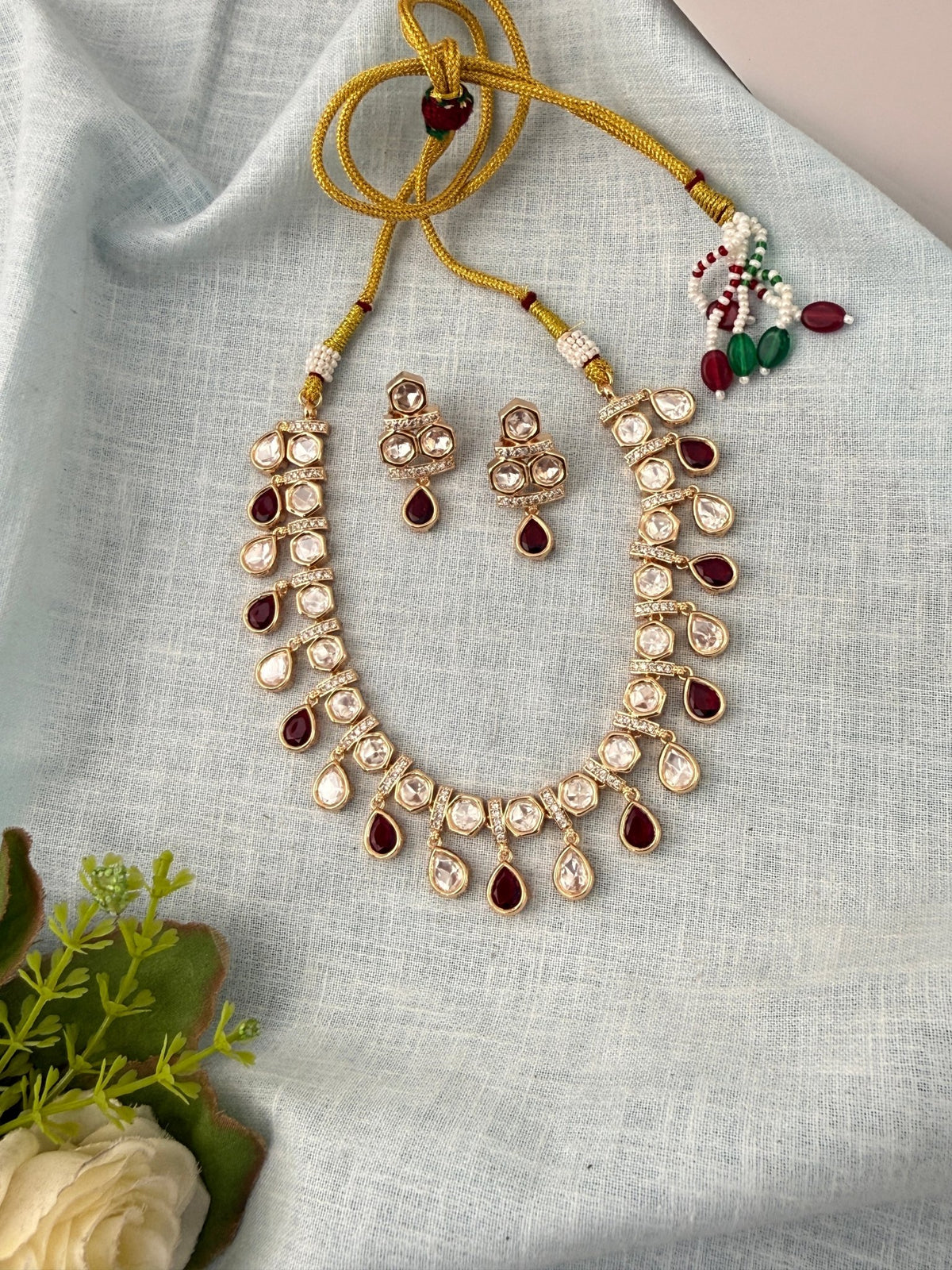 Kundan Layered Necklace Premium Short Set | N0906 - Mahilas