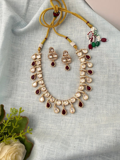 Kundan Layered Necklace Premium Short Set | N0906 - Mahilas