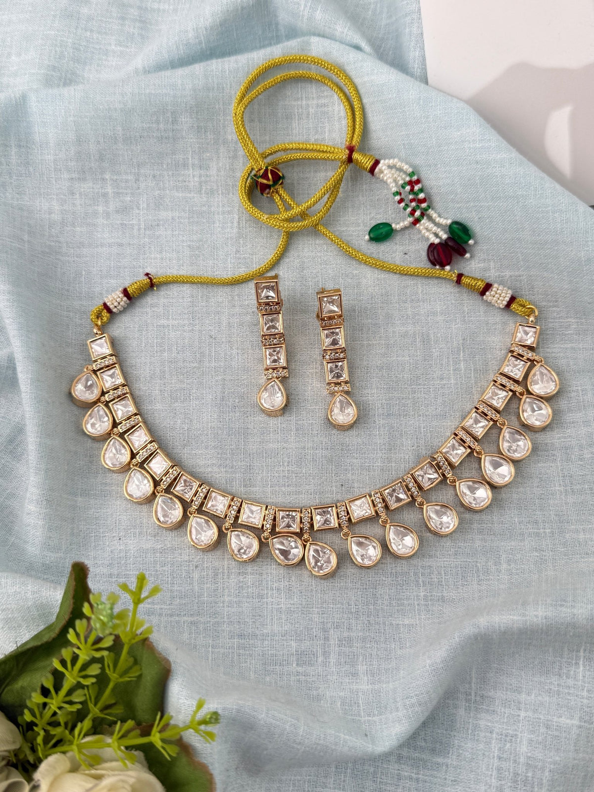 Kundan Layered Necklace Premium Short Set | N0948 - Mahilas