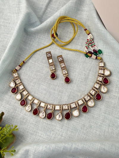 Kundan Layered Necklace Premium Short Set | N0955 - Mahilas