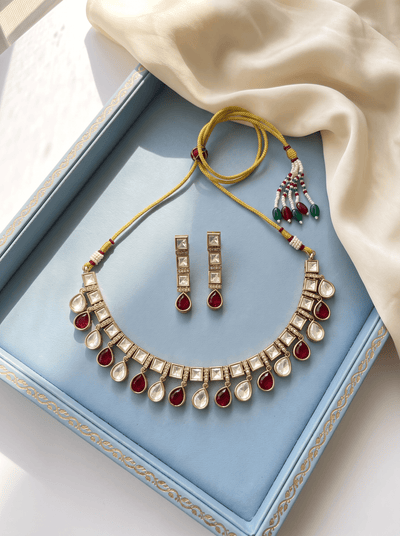 Kundan Layered Necklace Premium Short Set | N0955 - Mahilas