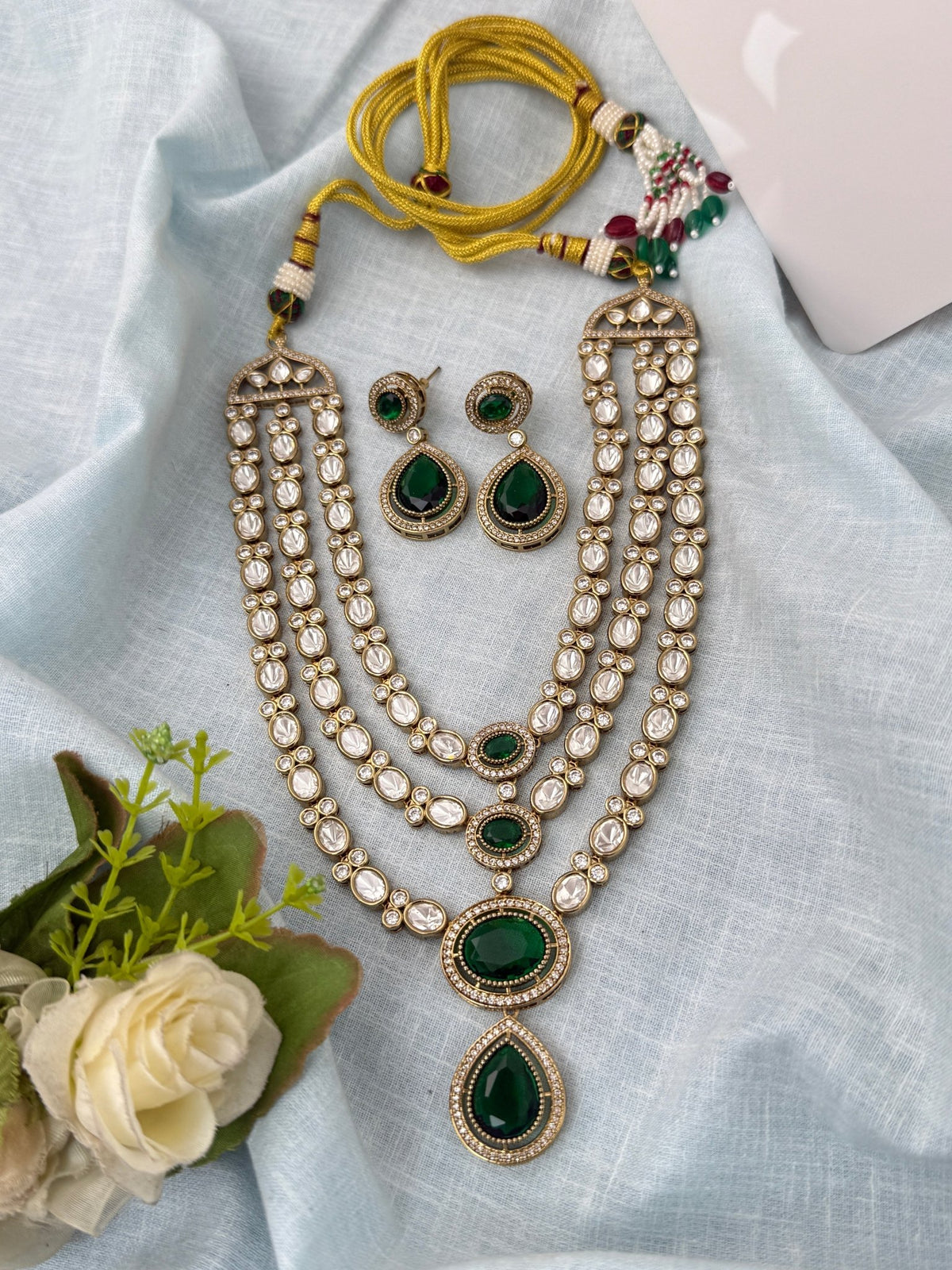 Kundan Layered Necklace Premium Short Set | N0973 - Mahilas