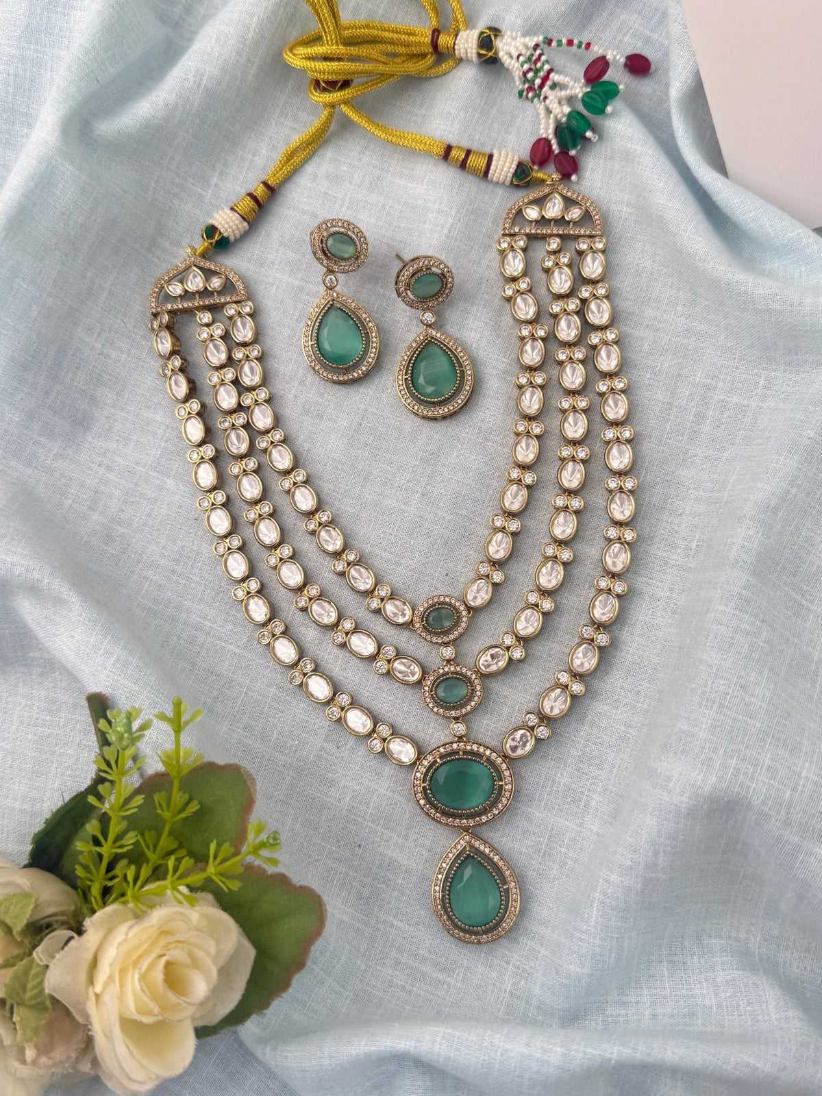Kundan Layered Necklace Premium Short Set | N0975 - Mahilas