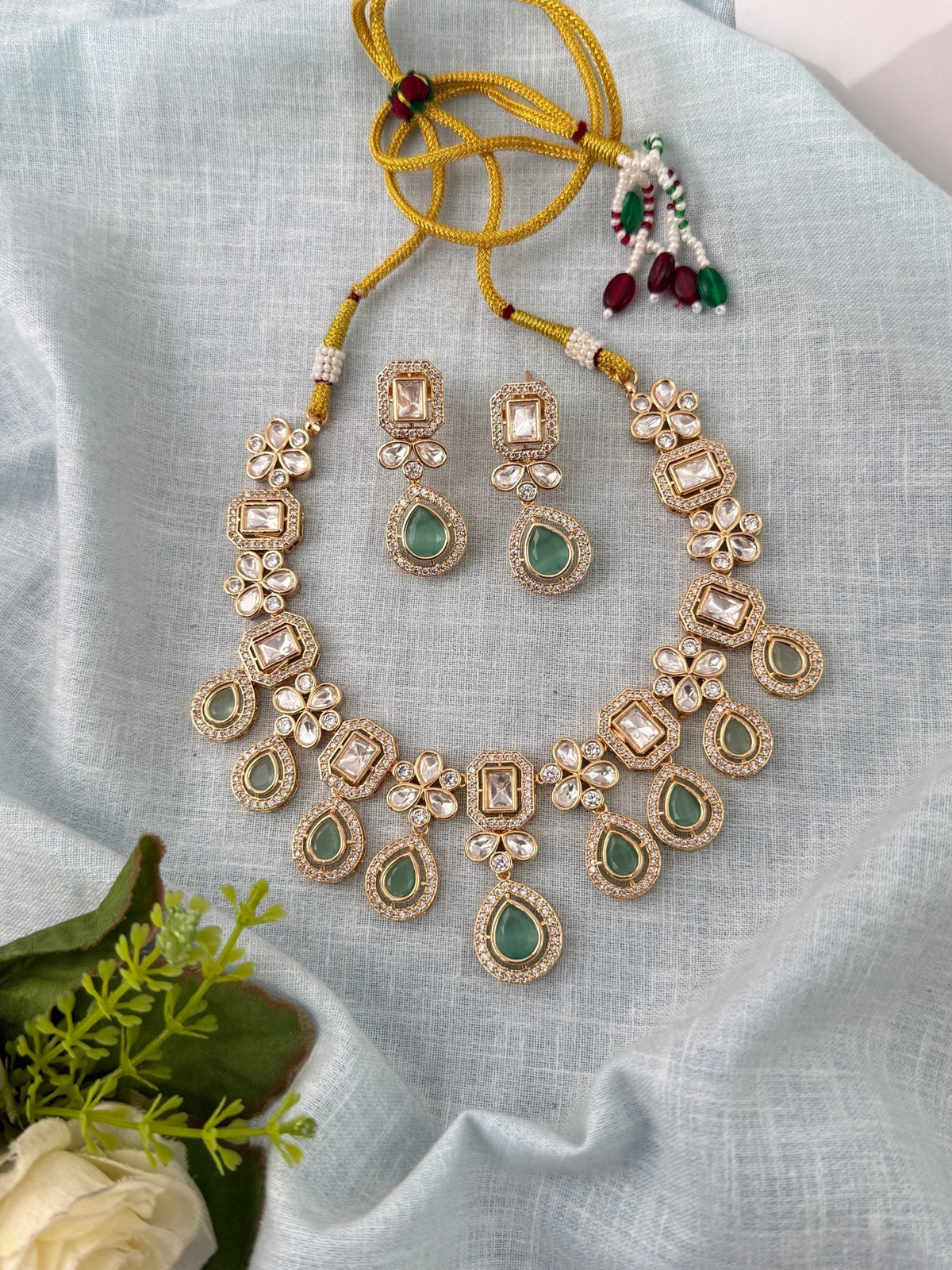 Kundan Layered Necklace Premium Short Set | N0990 - Mahilas