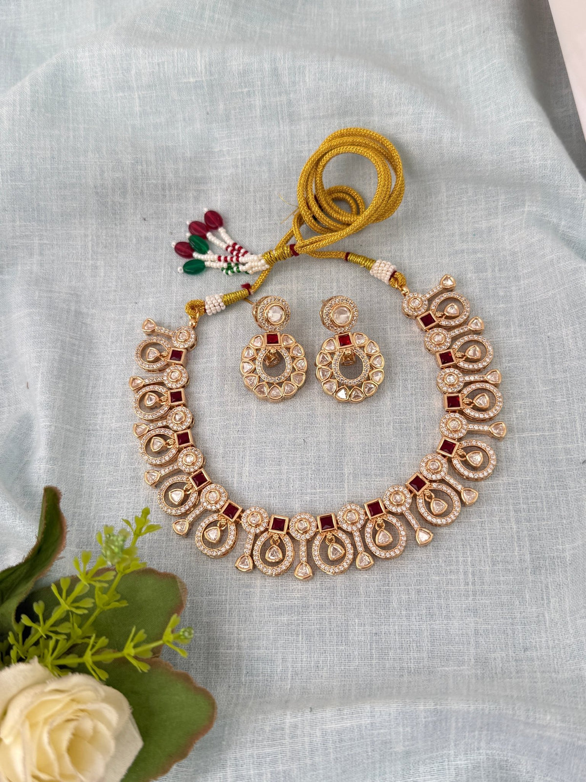 Kundan Layered Necklace Premium Short Set | N0992 - Mahilas