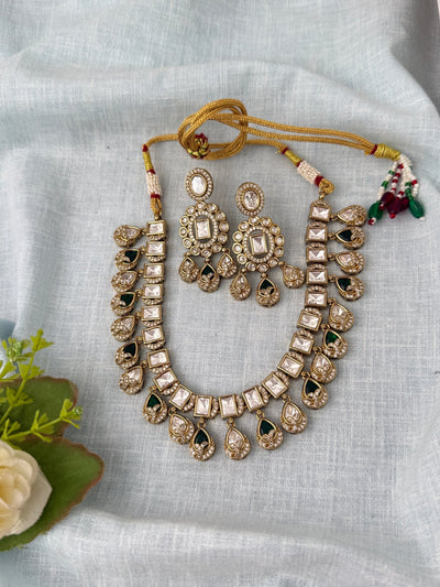 Kundan Layered Necklace Premium Short Set | N1002 - Mahilas