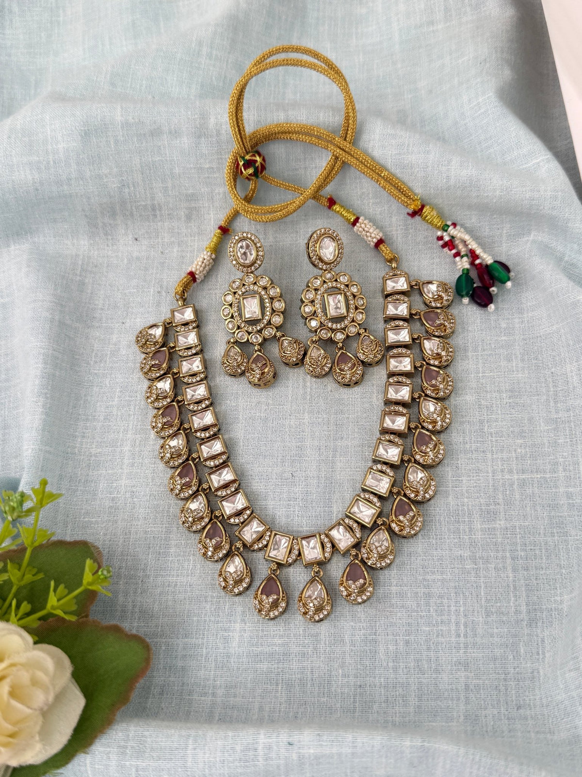 Kundan Layered Necklace Premium Short Set | N1005 - Mahilas