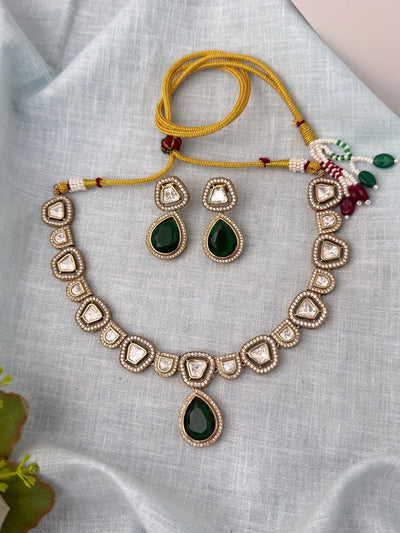 Kundan Layered Necklace Premium Short Set | N1033 - Mahilas