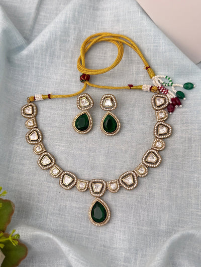 Kundan Layered Necklace Premium Short Set | N1033 - Mahilas