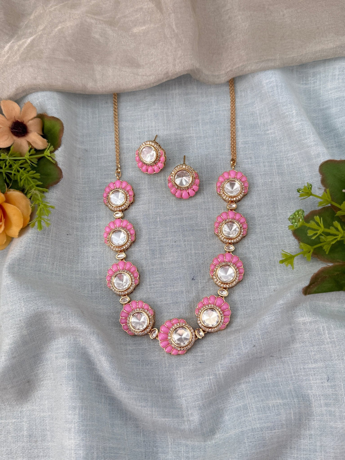 Kundan Necklace Elegant Stone Short Set | N0489 - Mahilas