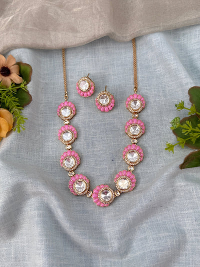Kundan Necklace Elegant Stone Short Set | N0489 - Mahilas