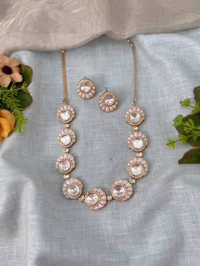 Kundan Necklace Elegant Stone Short Set | N0490 - Mahilas