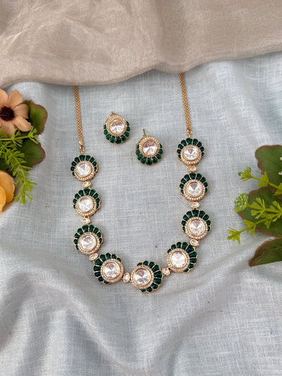 Kundan Necklace Elegant Stone Short Set | N0492 - Mahilas