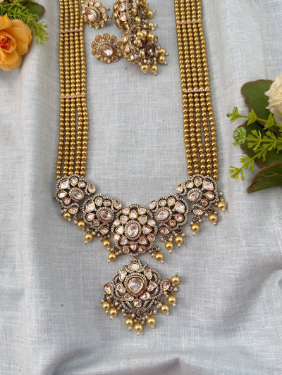 Kundan Necklace Layer Luxury Long Pendant Set | N0496 - Mahilas