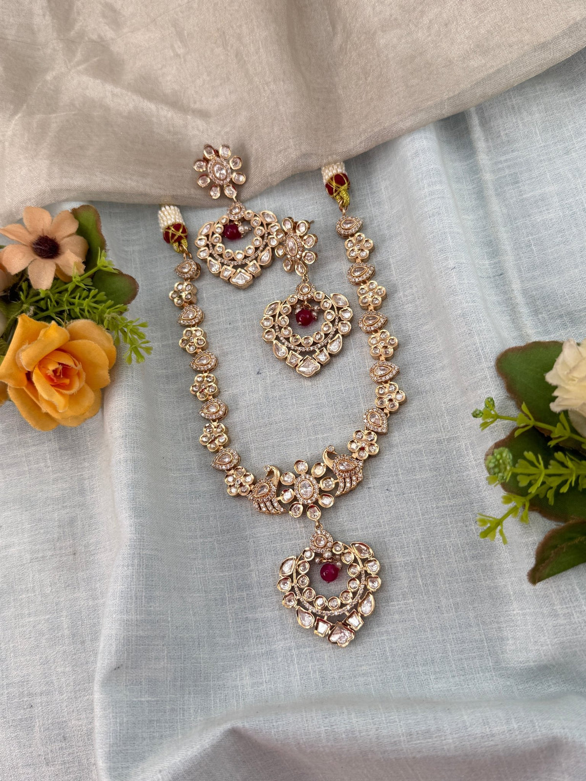 Kundan Necklace Peacock Short Pendant Set | N0501 - Mahilas