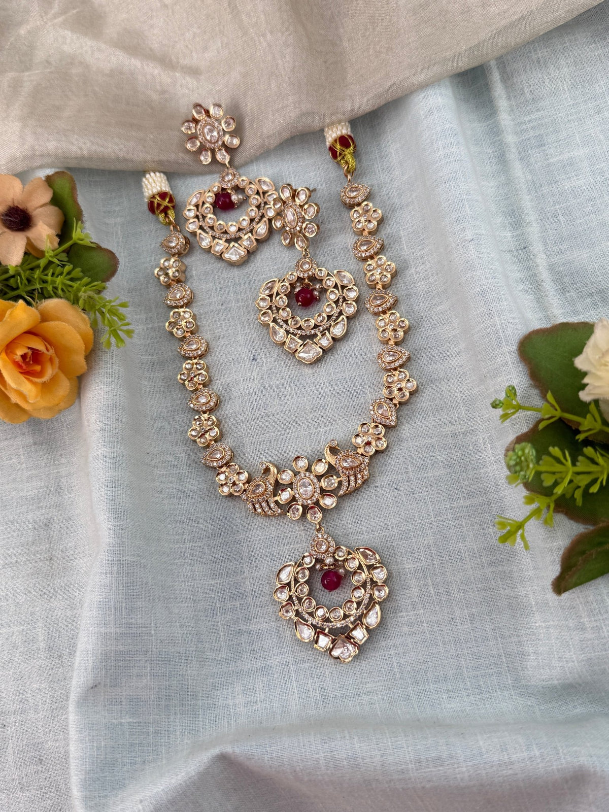 Kundan Necklace Peacock Short Pendant Set | N0501 - Mahilas