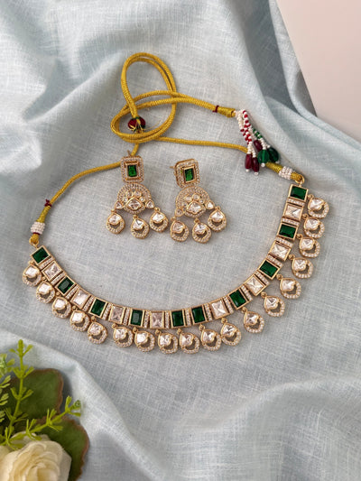 Kundan Necklace Premium Short Set | N0815 - Mahilas