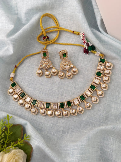 Kundan Necklace Premium Short Set | N0815 - Mahilas